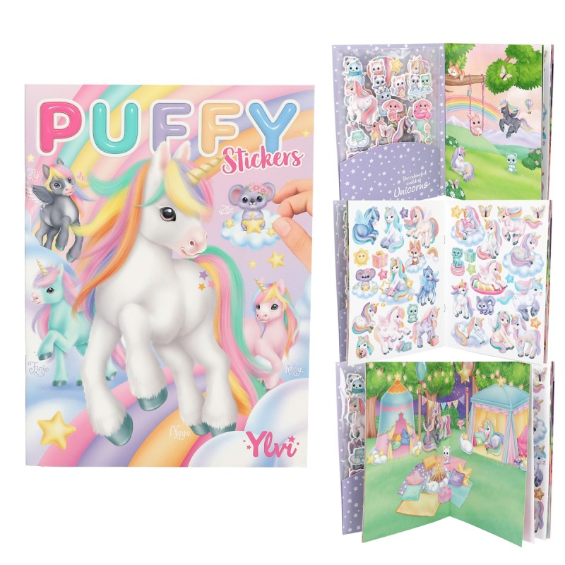 Ylvi - Livre d'autocollants Puffy licorne