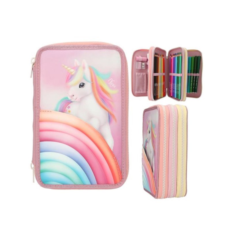 Ylvi - Trousse 3 niveaux licorne arc en ciel
