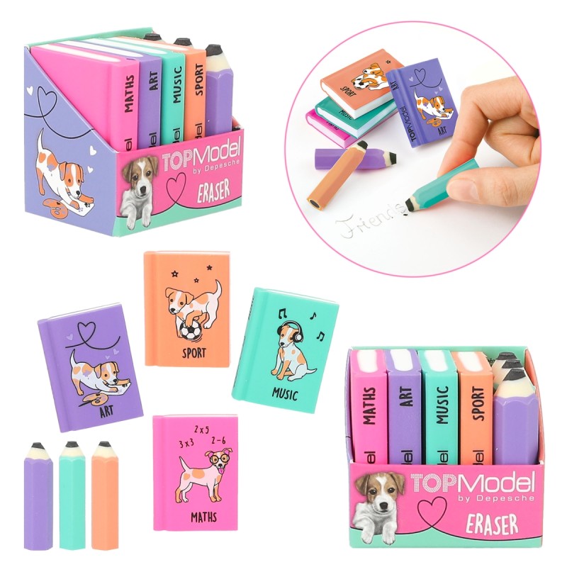 Top Model - Set de gommes en forme de livres et crayons