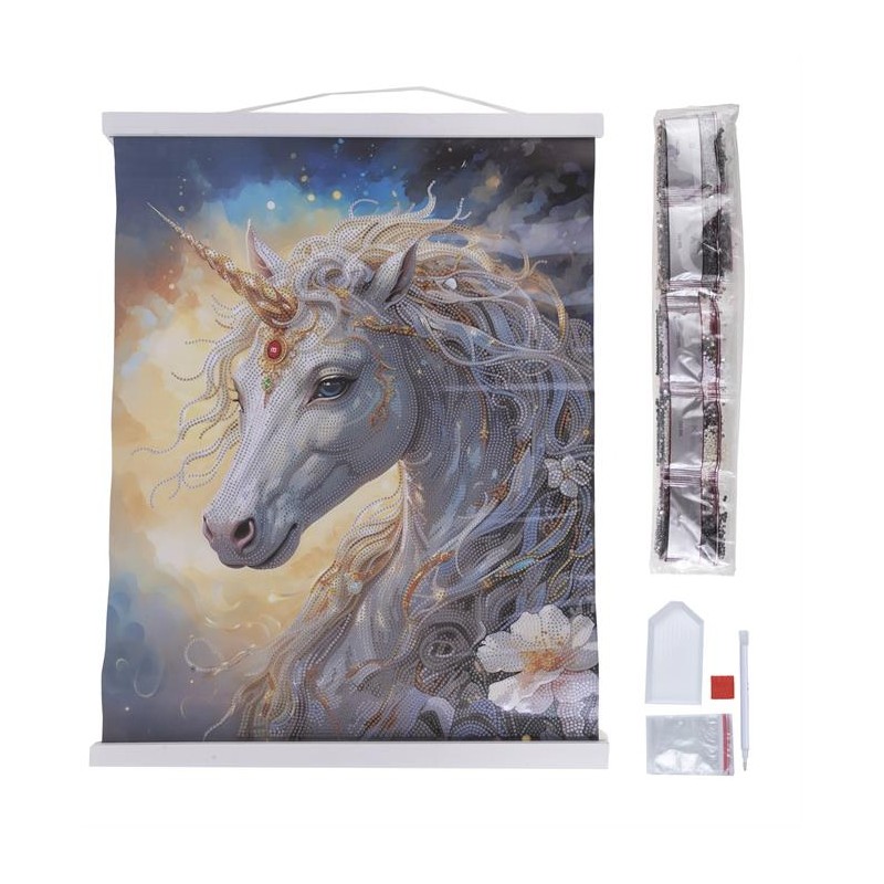 Crystal Art - Tableau à diamanter - Licorne cosmique - 40x50cm