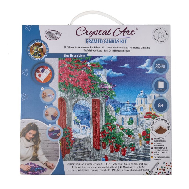 Crystal Art - Tableau à diamanter - Vue de la maison bleue - 30x30cm