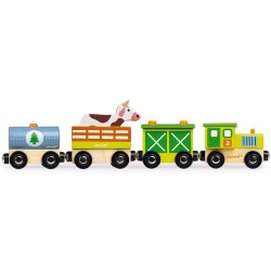 Janod - Set train de la ferme Story - 5 Figurines en bois