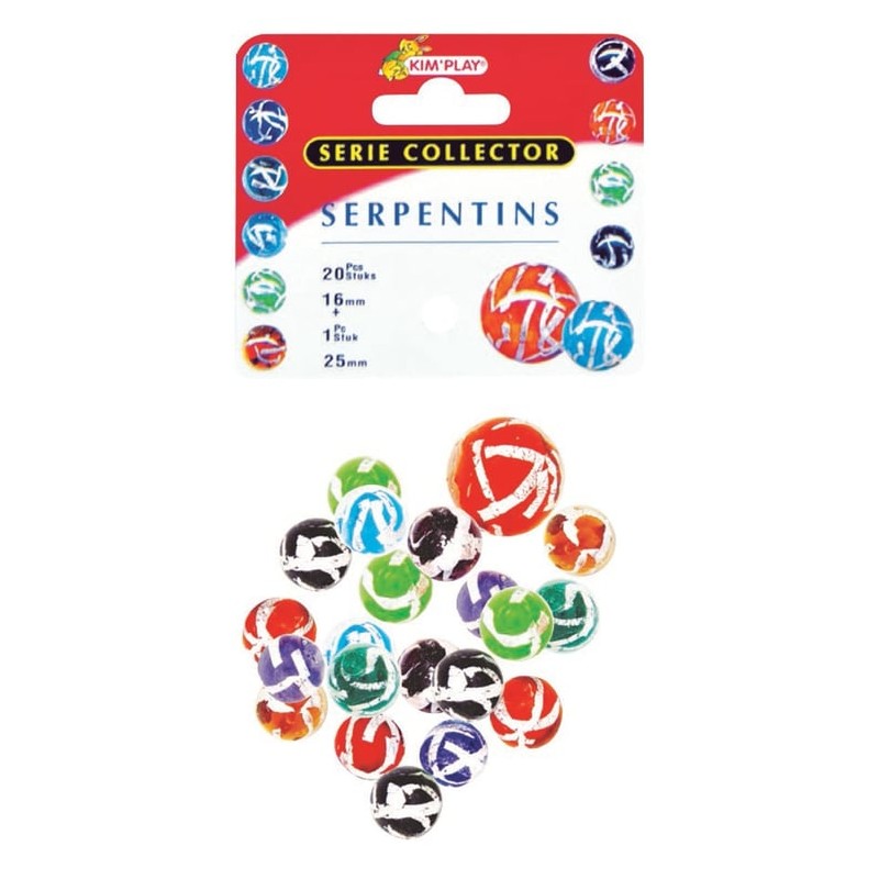 Kim Play - Filet de 20 billes et 1 calot - Serpentins