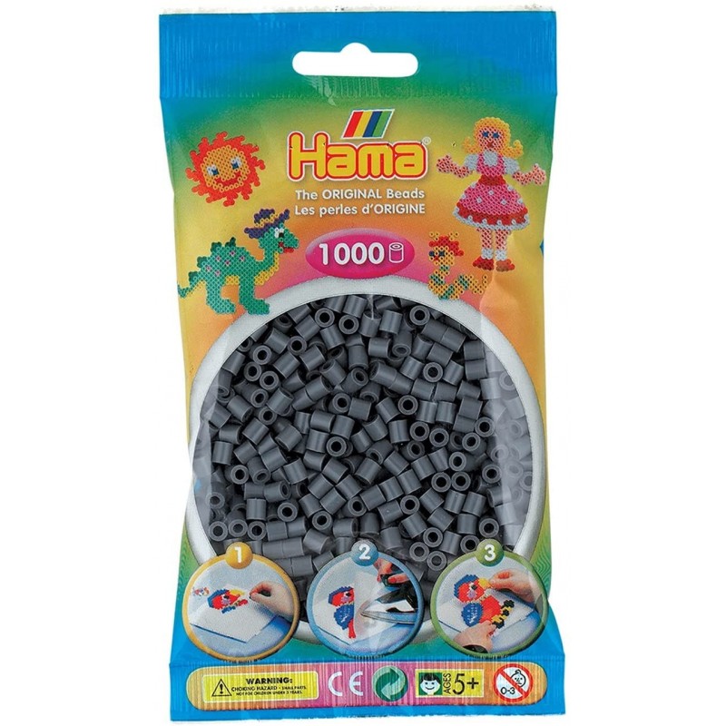 Hama - Perles - 207-71 - Taille Midi - Sachet 1000 perles gris foncé