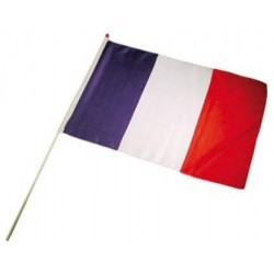 Supporter France - Drapeau français en polyester avec hampe