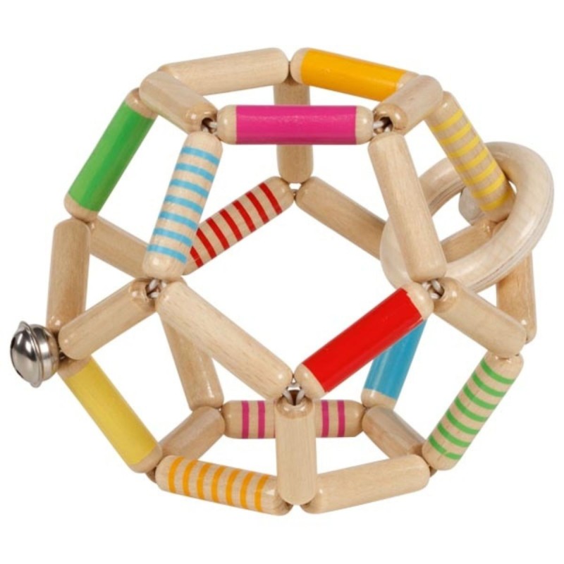 Goki - Premier âge en bois - Hochet balle flexible rayée