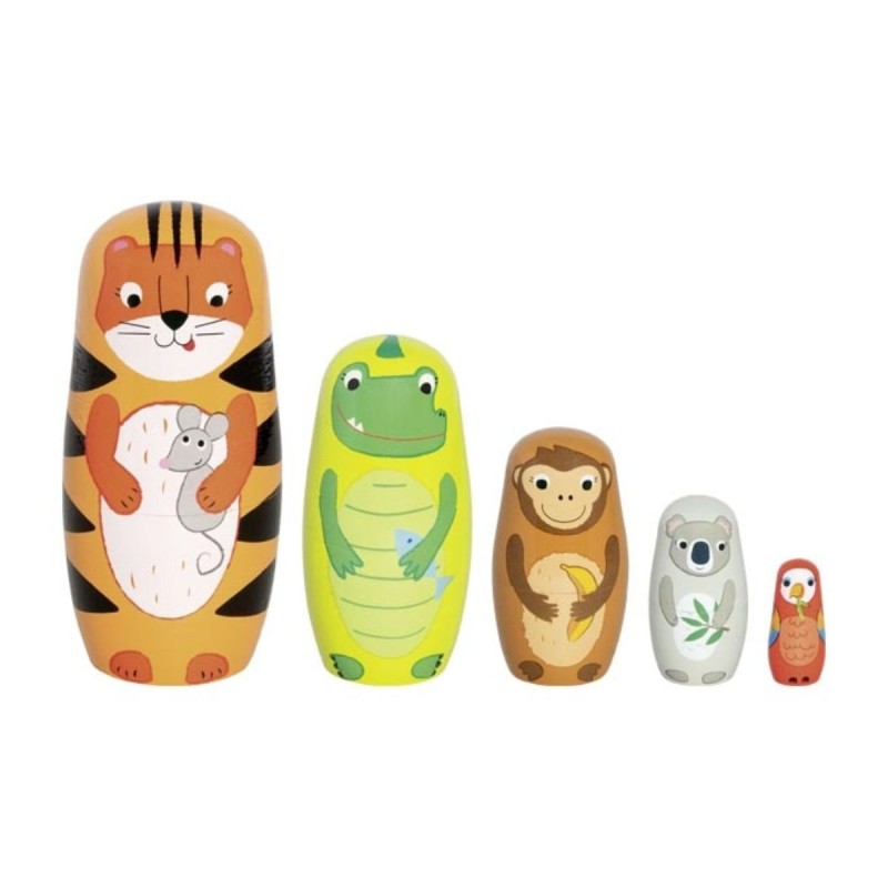 Goki - Jouet en bois - Poupées gigognes tigre et ses amis