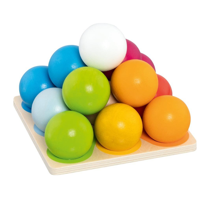 Goki - Jouet en bois - Pyramide de boules à trier et empiler
