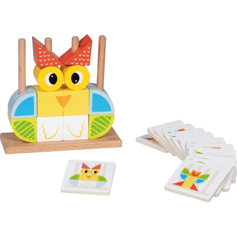 Goki - Jouet en bois - Jeu d'encastrement de cubes avec cartes
