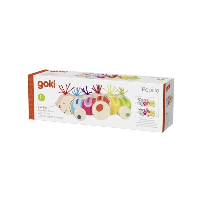 Goki - Jouet en bois - Chenille colorée à tirer