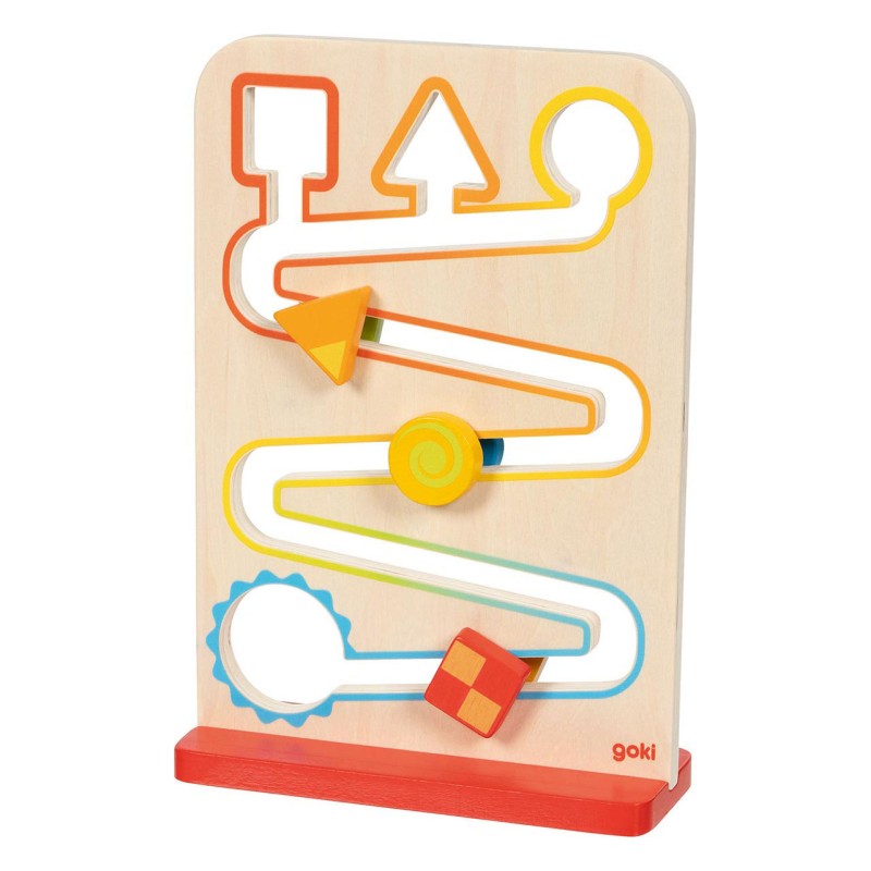 Goki - Jouet en bois - Piste à rouleaux zig zag toboggan