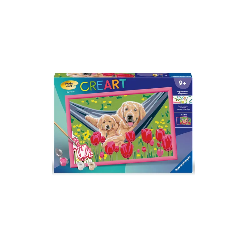 Ravensburger - Creart - Peinture au numéro - Labradors et tyulipes - 31x21cm
