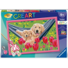 Ravensburger - Creart - Peinture au numéro - Labradors et tyulipes - 31x21cm