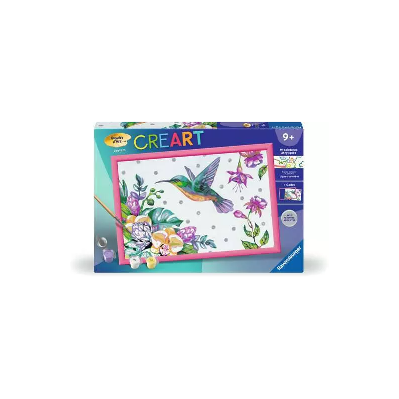 Ravensburger - Creart - Peinture au numéro - Colibri et fleurs exotiques - 31x21cm
