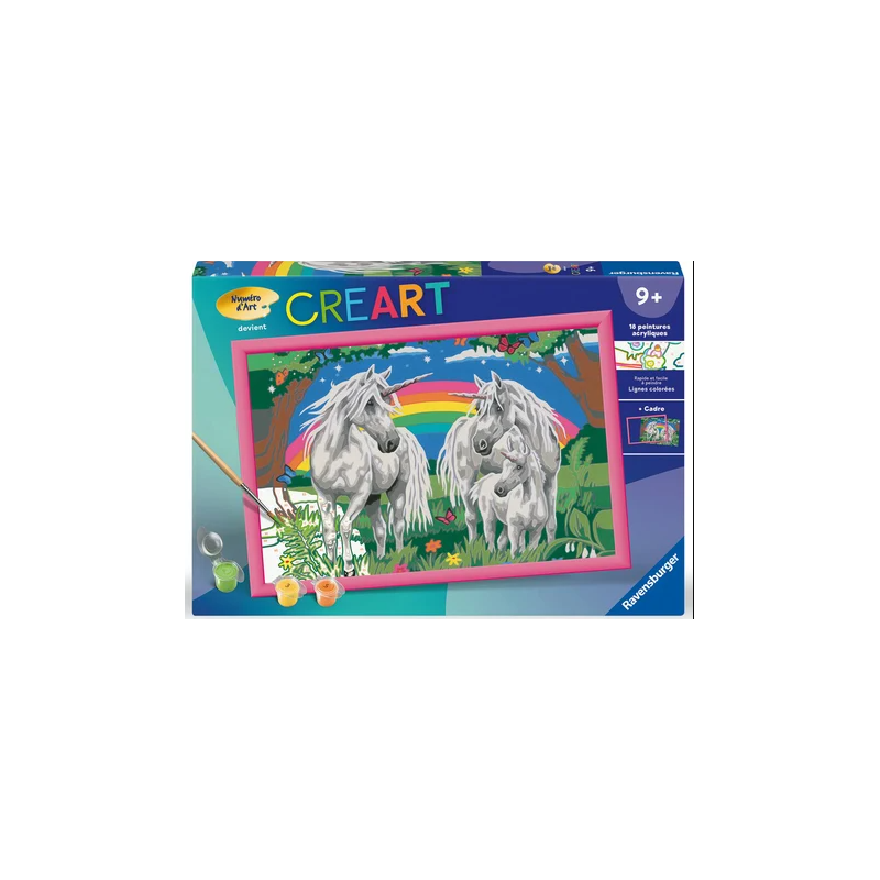 Ravensburger - Creart - Peinture au numéro - Au pays des licornes - 31x21cm