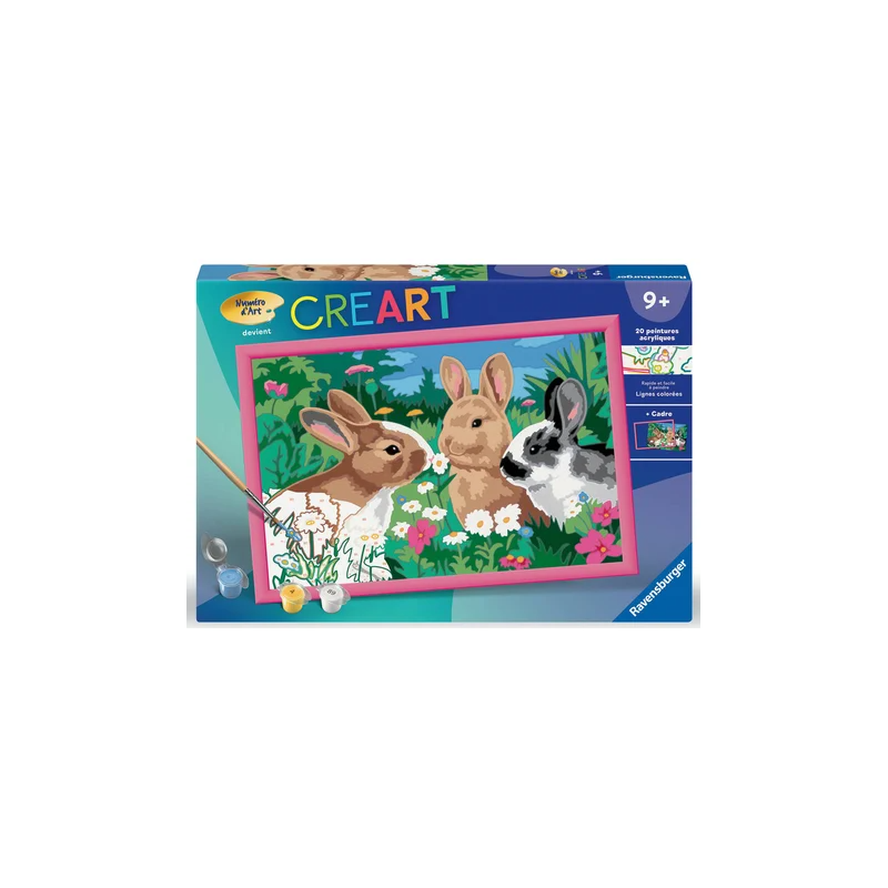 Ravensburger - Creart - Peinture au numéro - Lapins dans le pré - 31x21cm