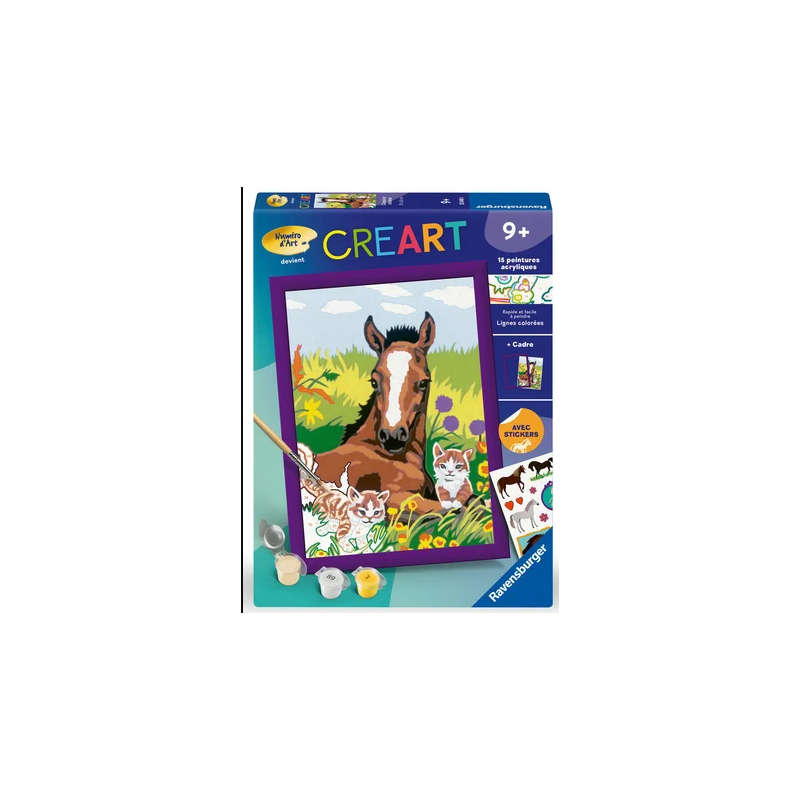 Ravensburger - Creart - Peinture au numéro - Cheval et chatons - 18x24cm