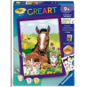 Ravensburger - Creart - Peinture au numéro - Cheval et chatons - 18x24cm