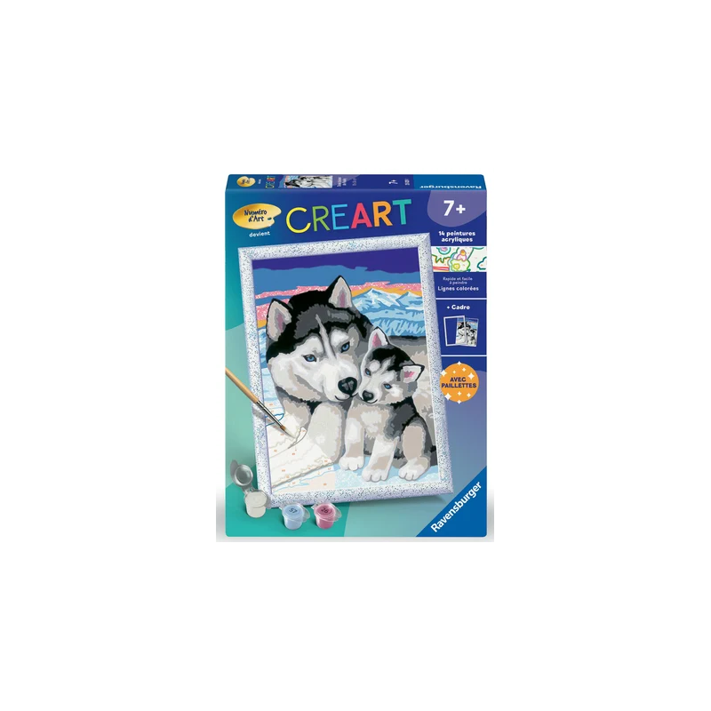 Ravensburger - Creart - Peinture au numéro - Doux bisous de husky - 18x24cm