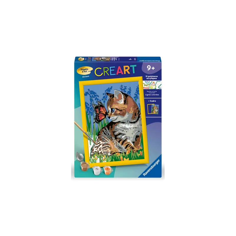 Ravensburger - Creart - Peinture au numéro - Chat et papillon - 18x24cm