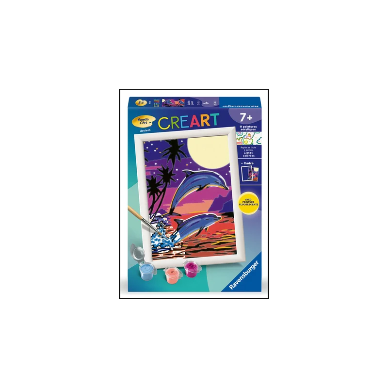 Ravensburger - Creart - Peinture au numéro - Dauphins joueurs - 13x18cm