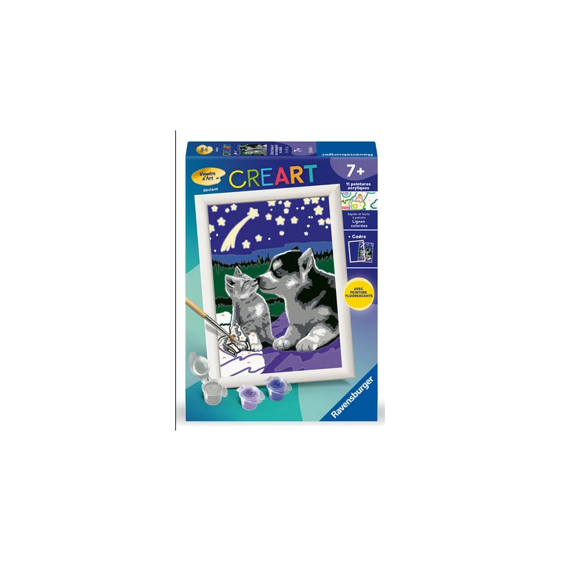 Ravensburger - Creart - Peinture au numéro - Chiot hushy et son compagnon - 13x18