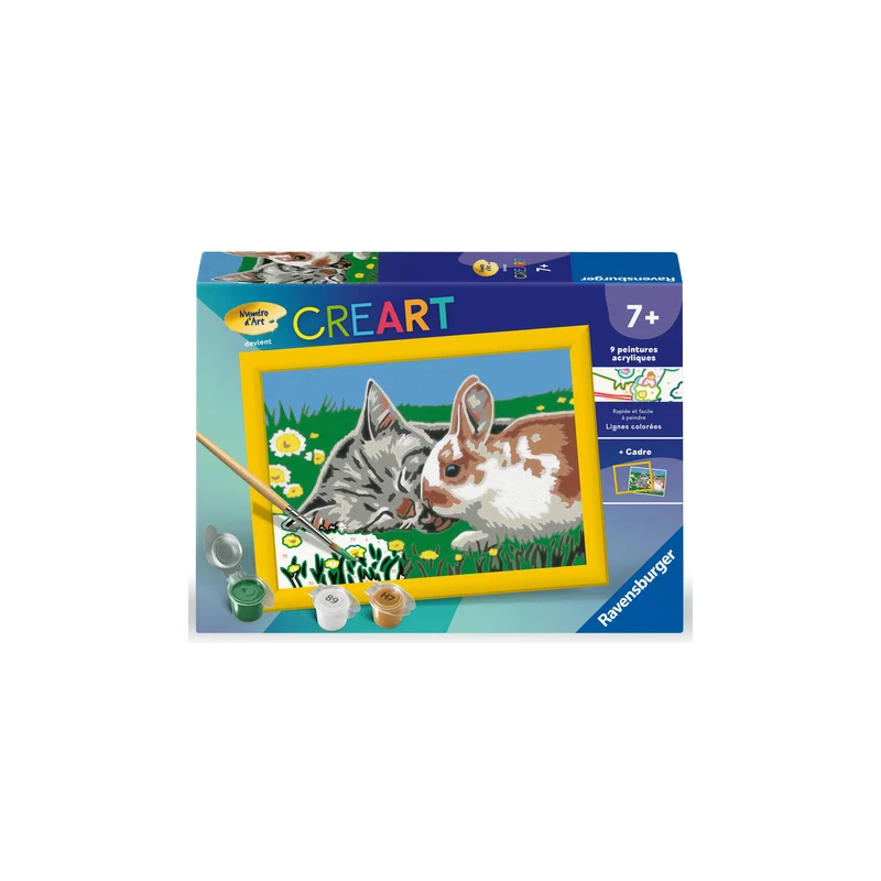 Ravensburger - Creart - Peinture au numéro - Chaton et son compagnon lapin - 13x18cm