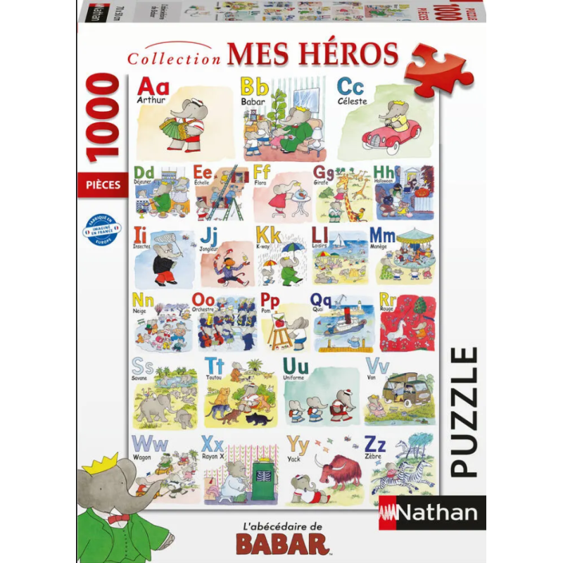 Ravensburger - Puzzle 1000 pièces - L'abécédaire de Babar