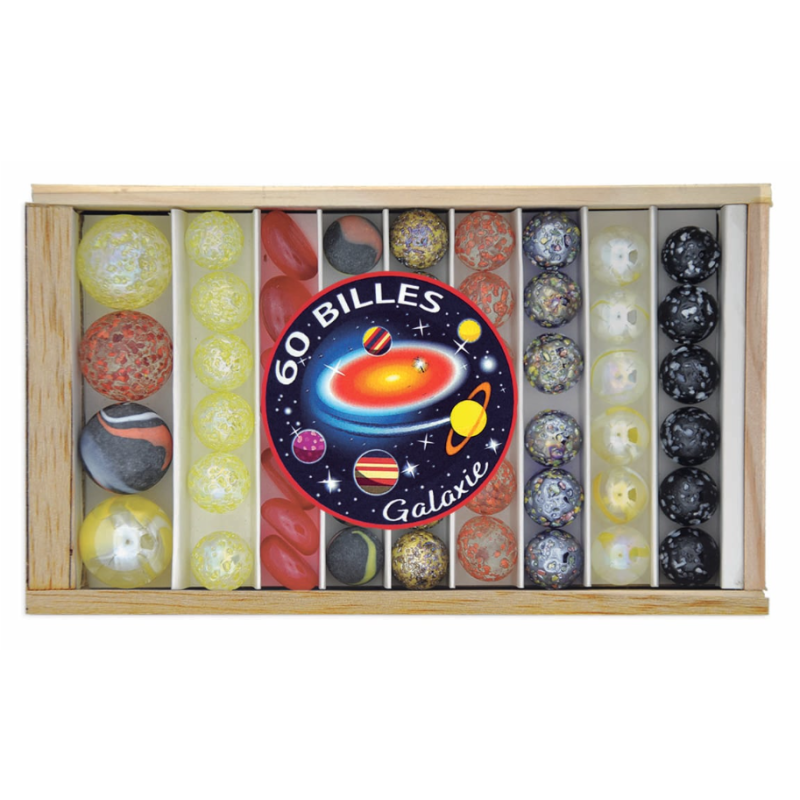 Kim Play - Coffret en bois de 60 billes - Galaxie