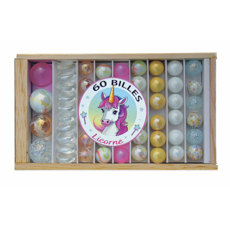 Kim Play - Coffret en bois de 60 billes - Licorne