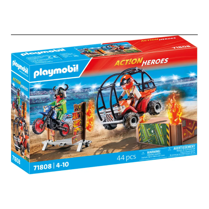 Playmobil - 71808 - Action Heroes - Duo de cascadeurs avec quad et moto