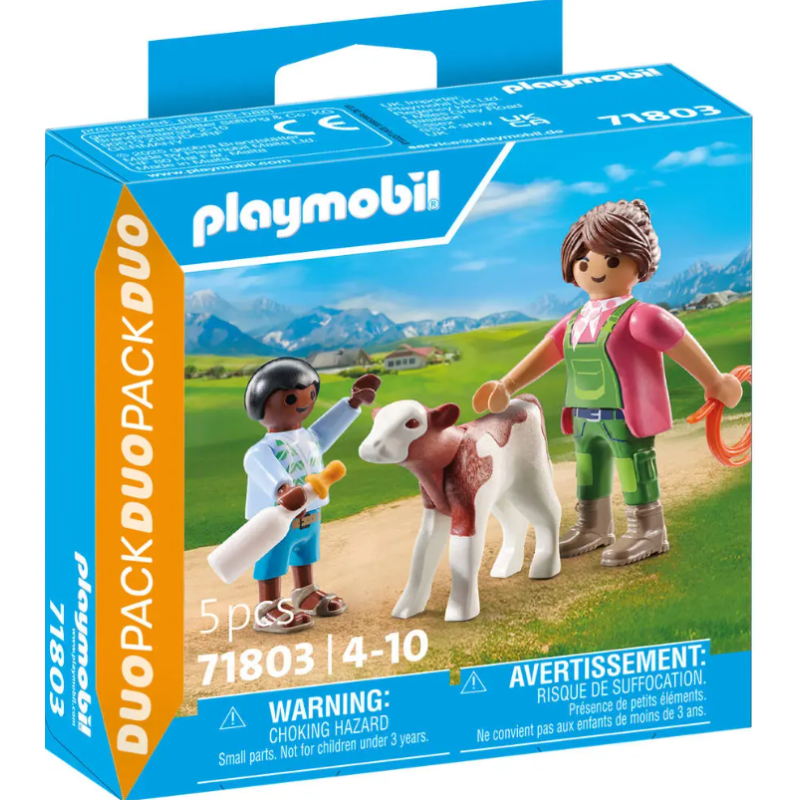 Playmobil - 71803 - Duo Pack - Fermière avec enfant et veau