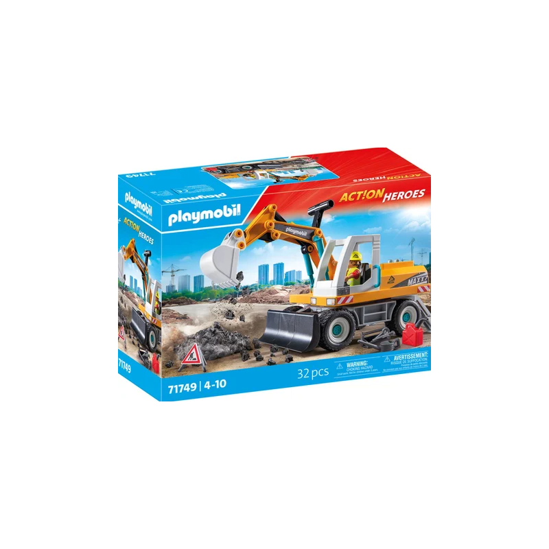 Playmobil - 71749 - Action Heroes - Pelleteuse mécanique et ouvrier