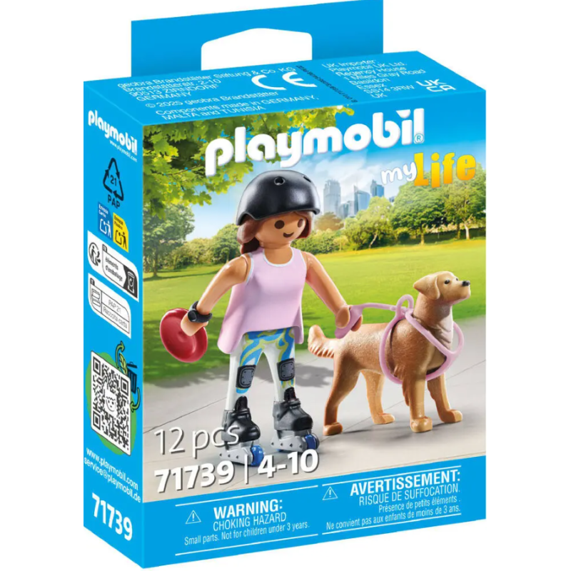 Playmobil - 71739 - MyLife - Jeune fille rolleuse avec retriever
