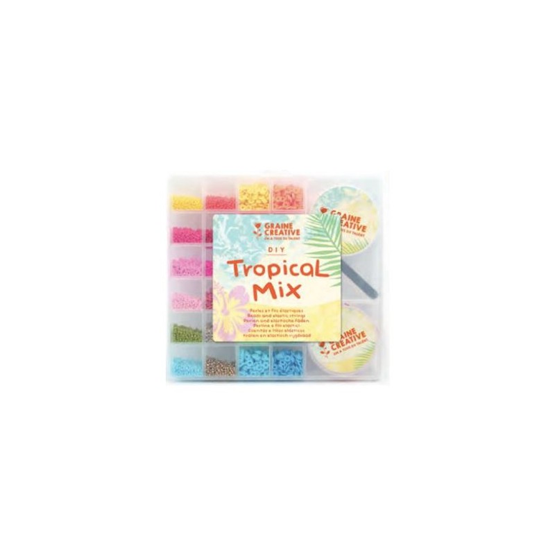 Graine créative - Coffret de perles et fils élastiques - Tropical Mix