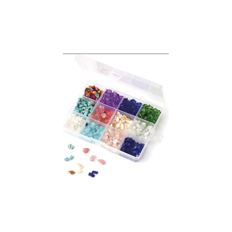 Graine créative - Boite de perles en pierre - 12 coloris