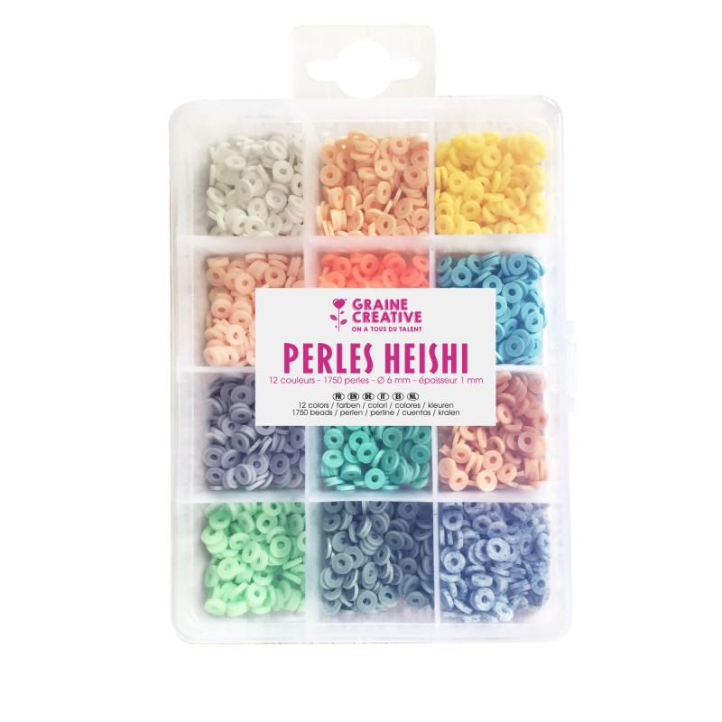 Graine créative - Perles Heishi - 12 Couleurs - Pastel