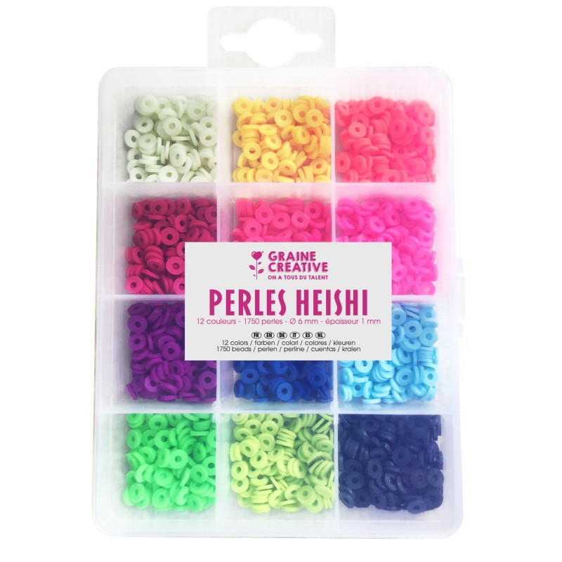 Graine créative - Perles Heishi - 12 Couleurs - Fluorescent