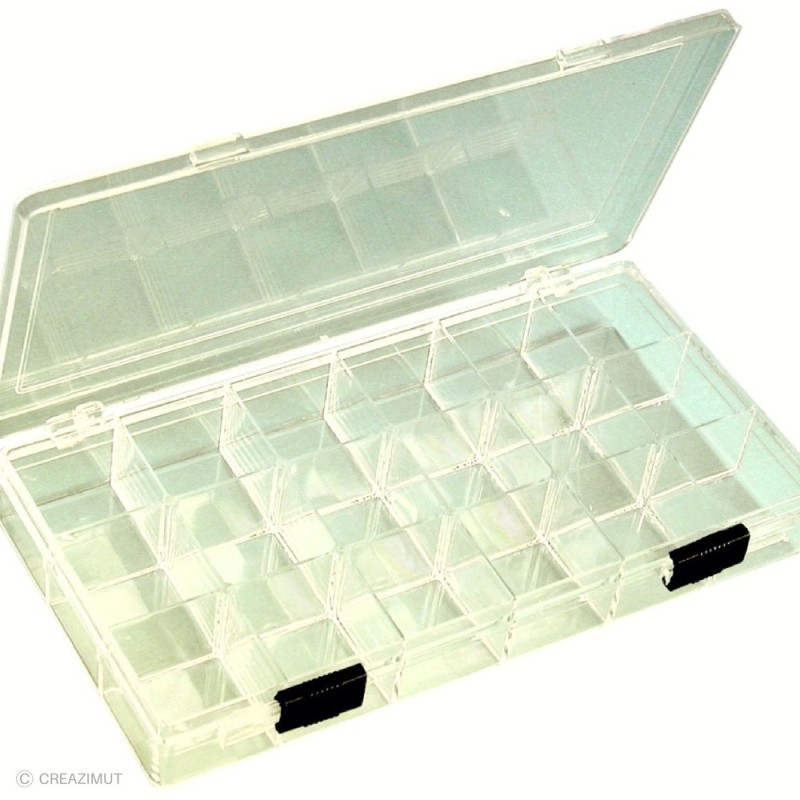 Graine créative - Boite de rangement plastique avec 18 casiers - 21x11x3cm