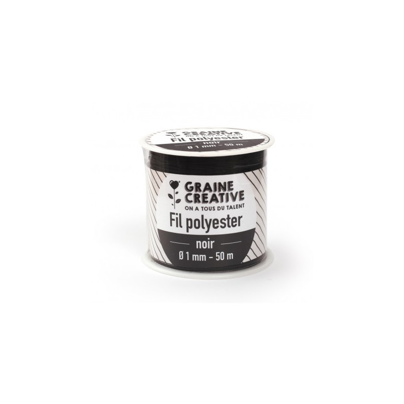Graine créative - Bobine de fil noir polyester - 1mm x 50m