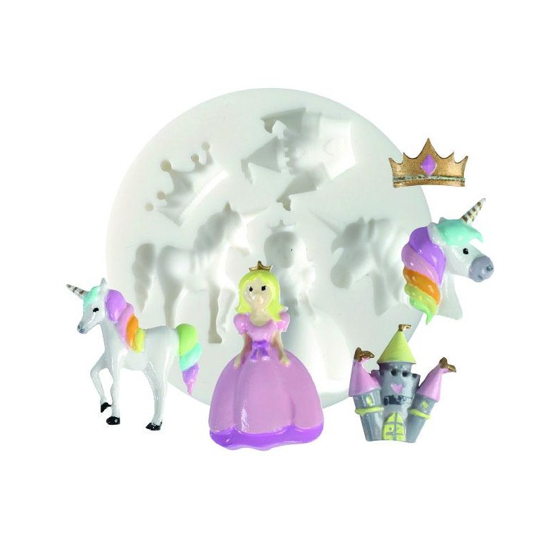 Graine créative - Moule en silicone pour Fimo - Licorne et princesse