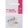 Graine créative - Sachet de 4 fermoirs mousquetons - Argent - 12mm avec anneaux
