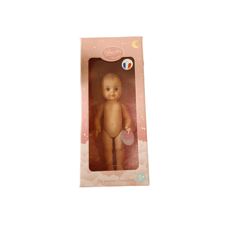 Petitcollin - Baigneur 40 cm -  j.droites yeux bruns - ( boîte lég.abîmée )