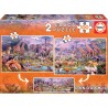 Educa - 2 puzzles 100 pièces panoramiques - Les animaux sauvages