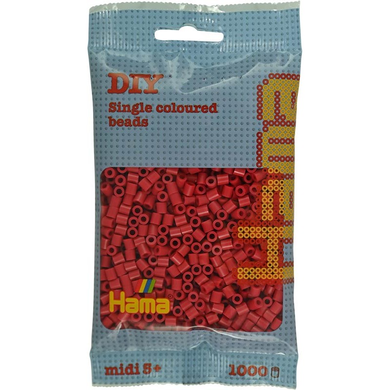 Hama - 207-114 - Perles à repasser - Midi sachet de 1000 - Rouge cerise