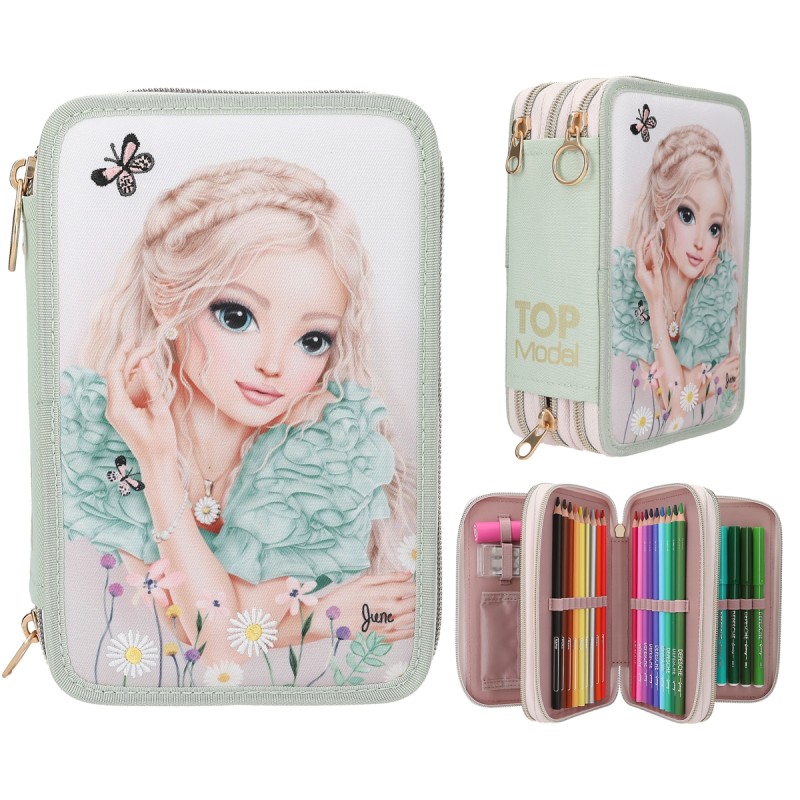 Top Model - Trousse à crayons avec 3 compartiments