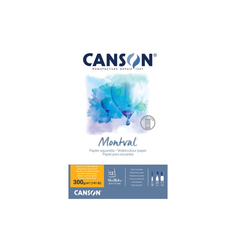 Canson - Montval Aquarelle - Bloc de 50 feuilles A4 - 300g/m2