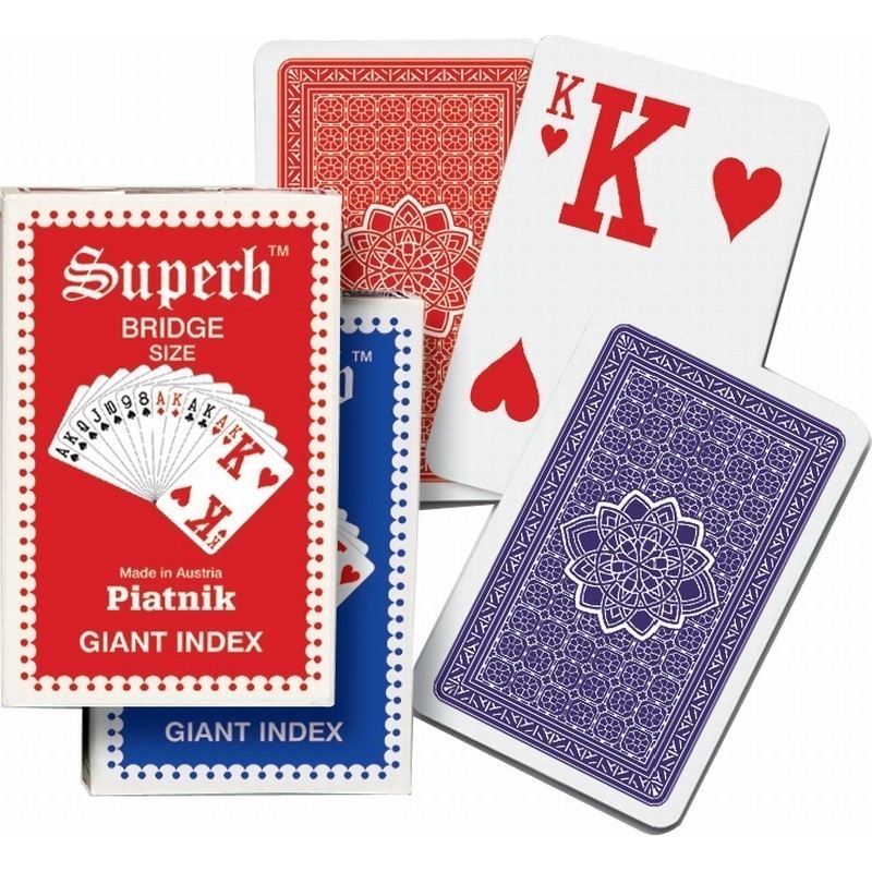 Piatnik - Jeu de 54 cartes spécial bridge - Index géant Superb