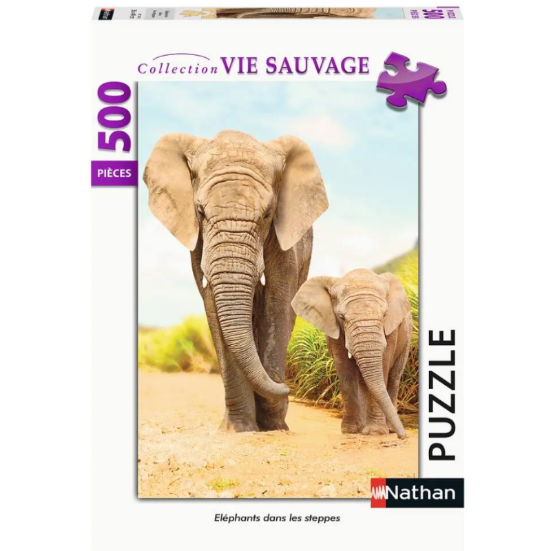 Ravensburger - Puzzle 500 pièces - Eléphants dans les steppes