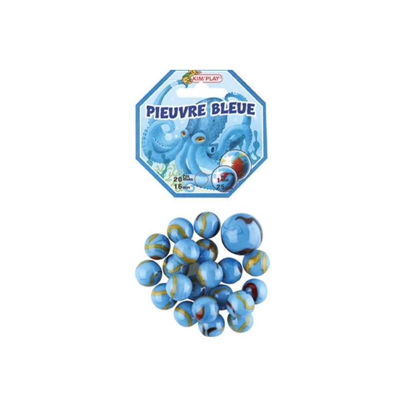 Kim Play - Filet de 20 billes et 1 calot - Pieuvre bleue